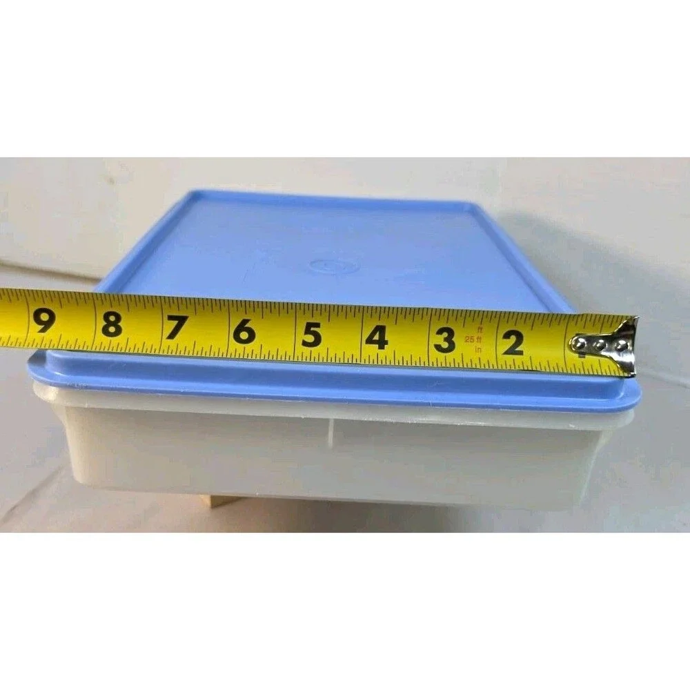 Vintage Tupperware 9 X 13 X 3 Snack & Store Sheer/ Blue Lid 290-2